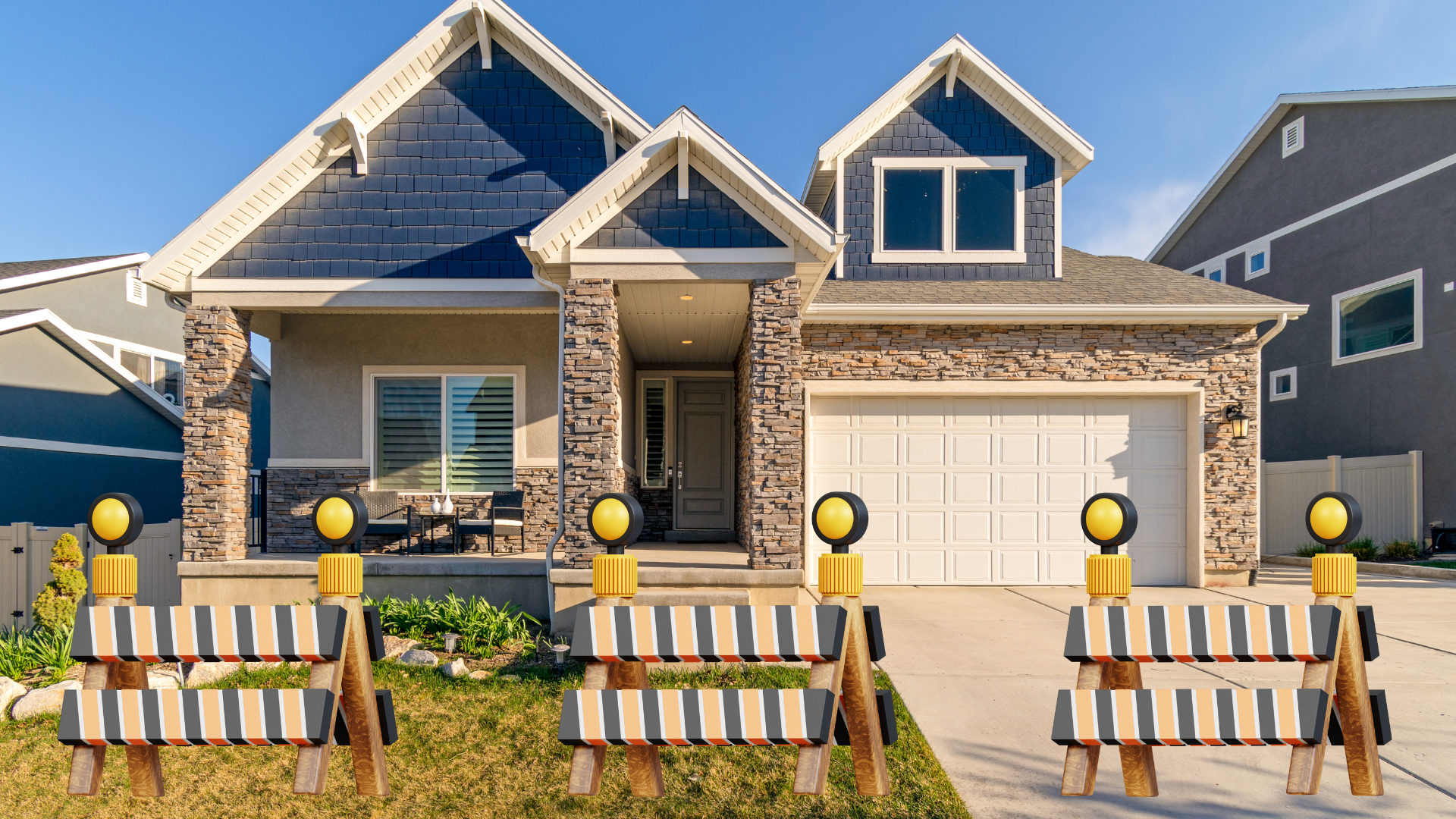 Home with roadblocks to closing in front